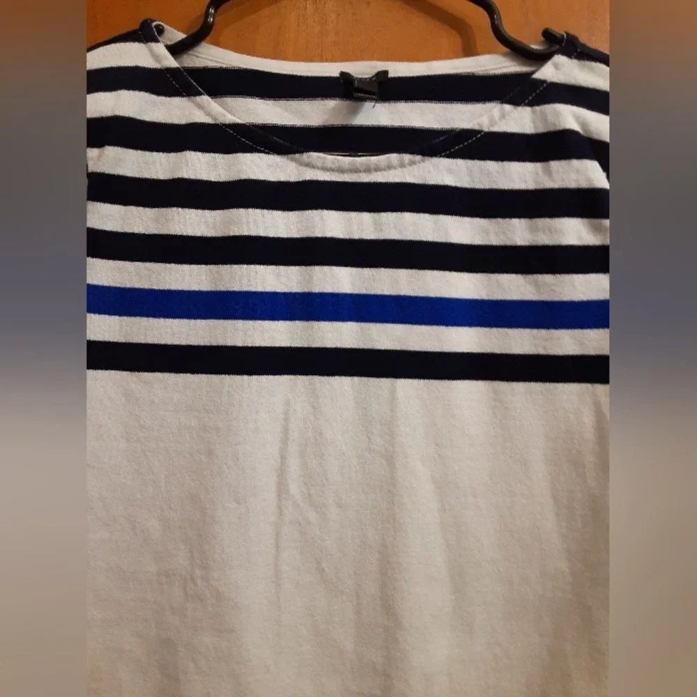 J Crew Women's Nautica Stripe Crew Sailor  Neck Sweater